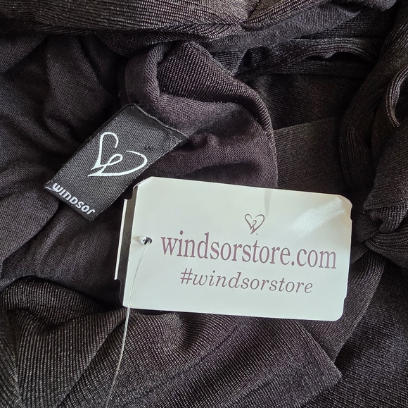 Windsor Slinky Midi Little Black Dress with Open Tie-Back NWT - Picture 7 of 8